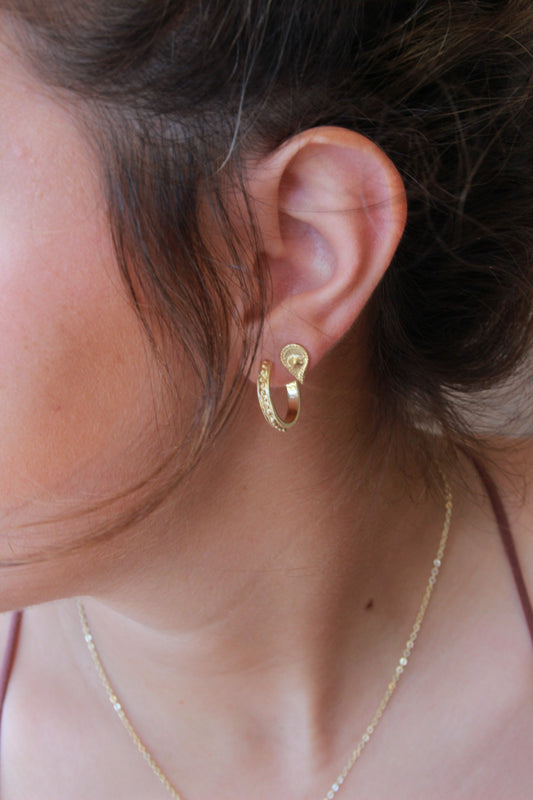 Beaded Roman Hoops Gold Plated