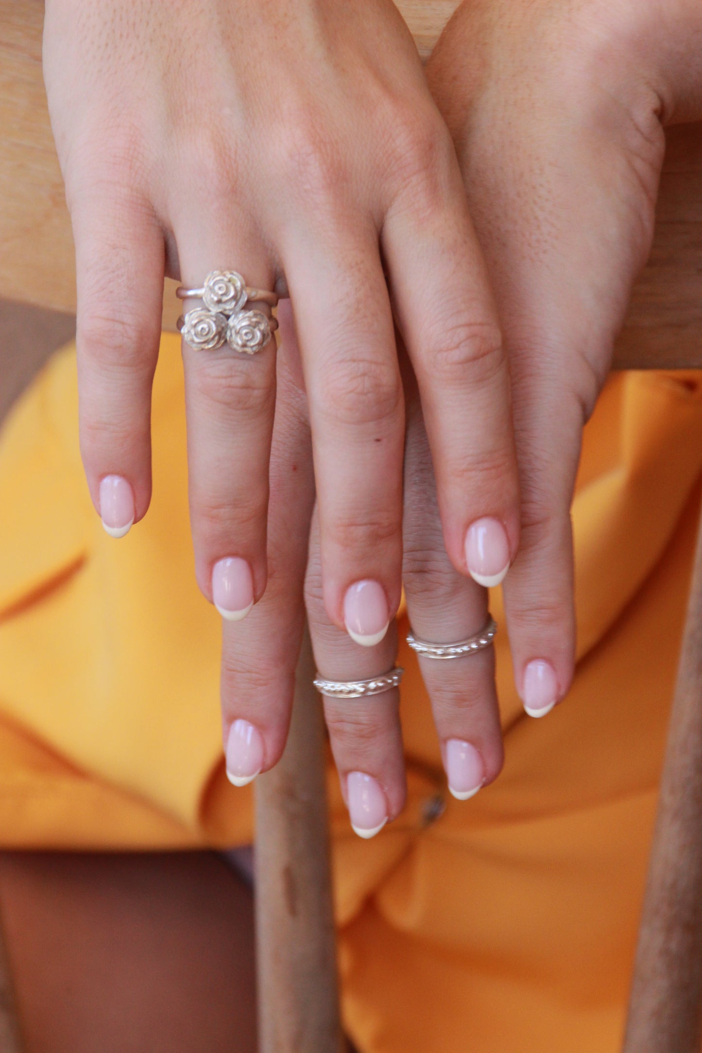 Beaded Roman Pinky or Midi ring Silver