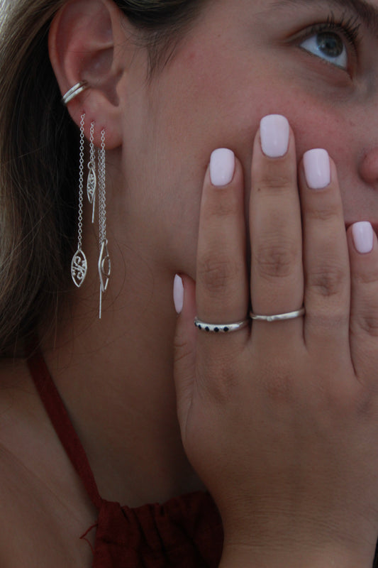 Lace Chain Earrings Silver